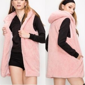 PINK PLUSH TEDDY VEST